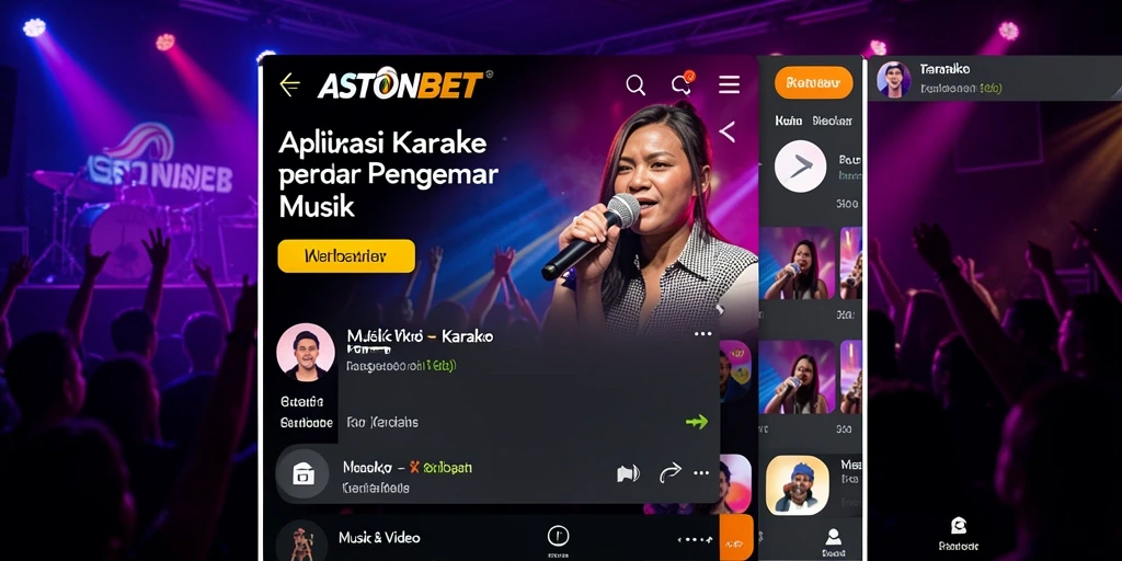 Tampilan antarmuka aplikasi karaoke ASTONBET yang menarik dan fungsional.