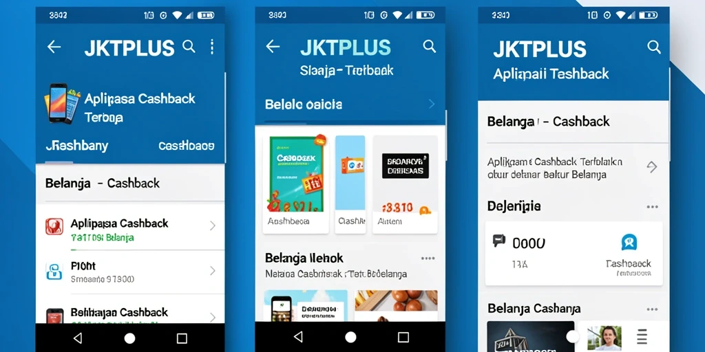 Antarmuka JKTPLUS yang menarik dengan fitur cashback yang mudah digunakan.