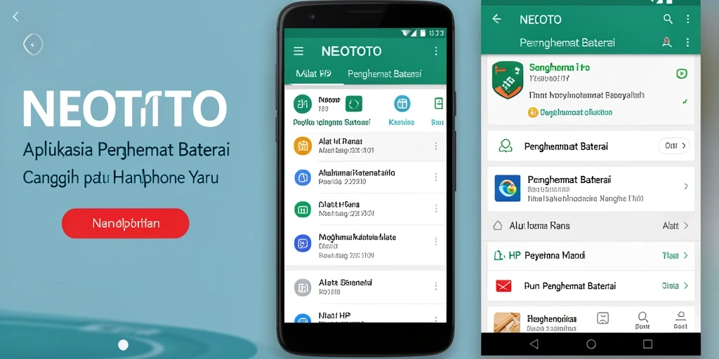 Tampilan antarmuka NEOTOTO untuk penghematan baterai yang intuitif dan menarik.
