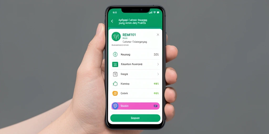 Antarmuka aplikasi REMI101 dengan fitur Catatan Keuangan yang menarik.