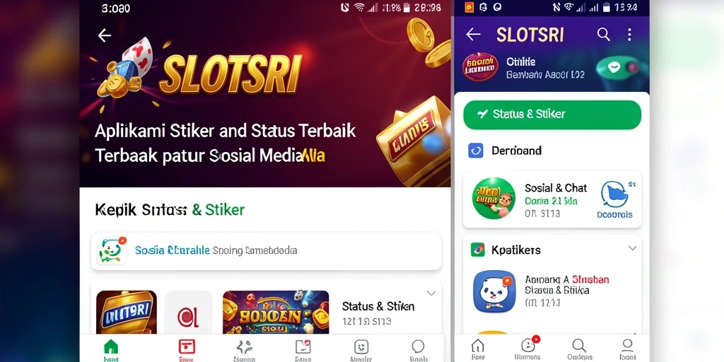 Antarmuka SLOTSRI dengan beragam stiker dan status menarik.